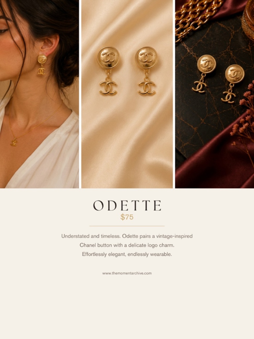 Odette earrings handmade from vintage Chanel earrings